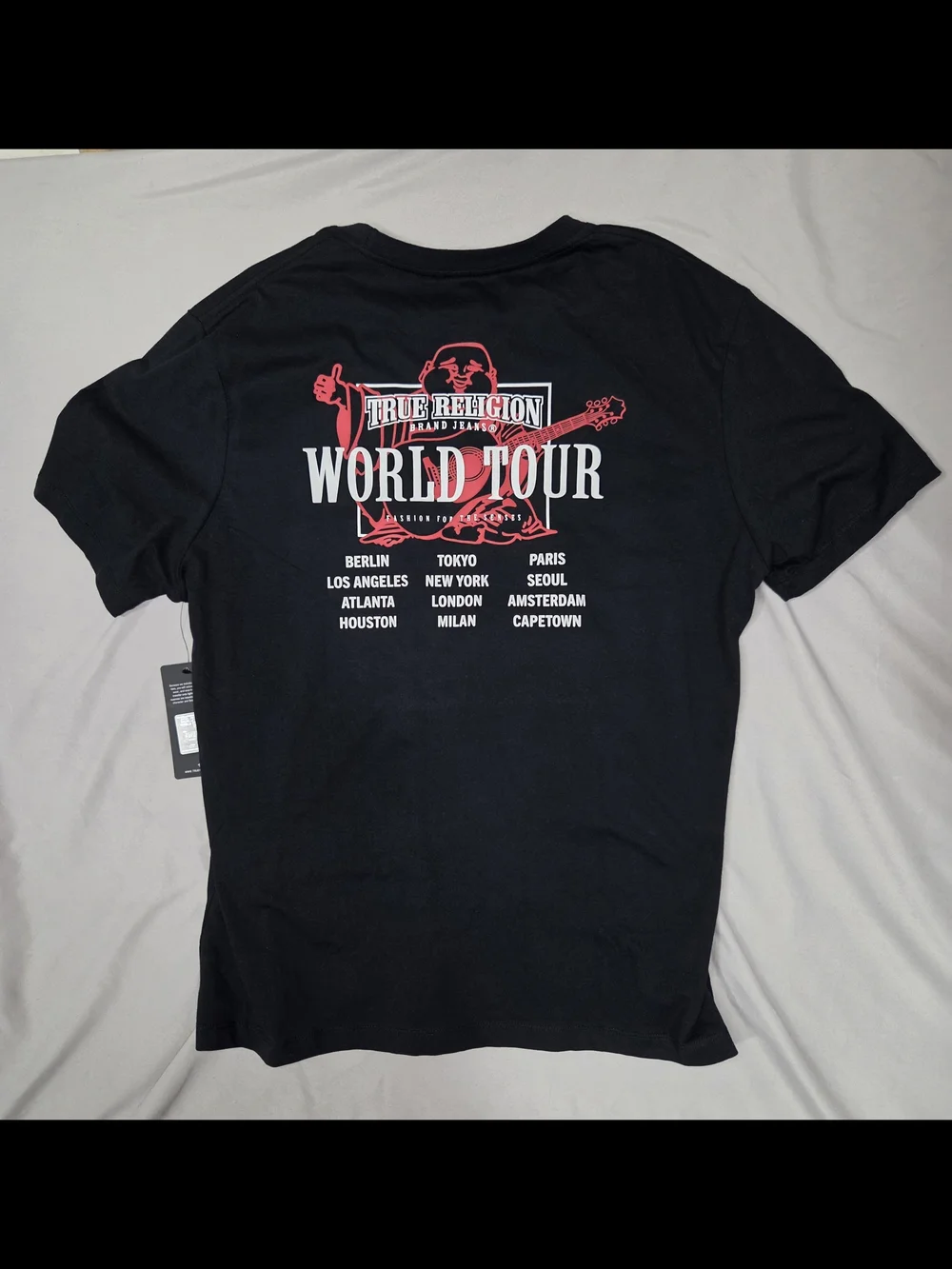 NWT True Religion World Tour Track Tee Black XL Buddha